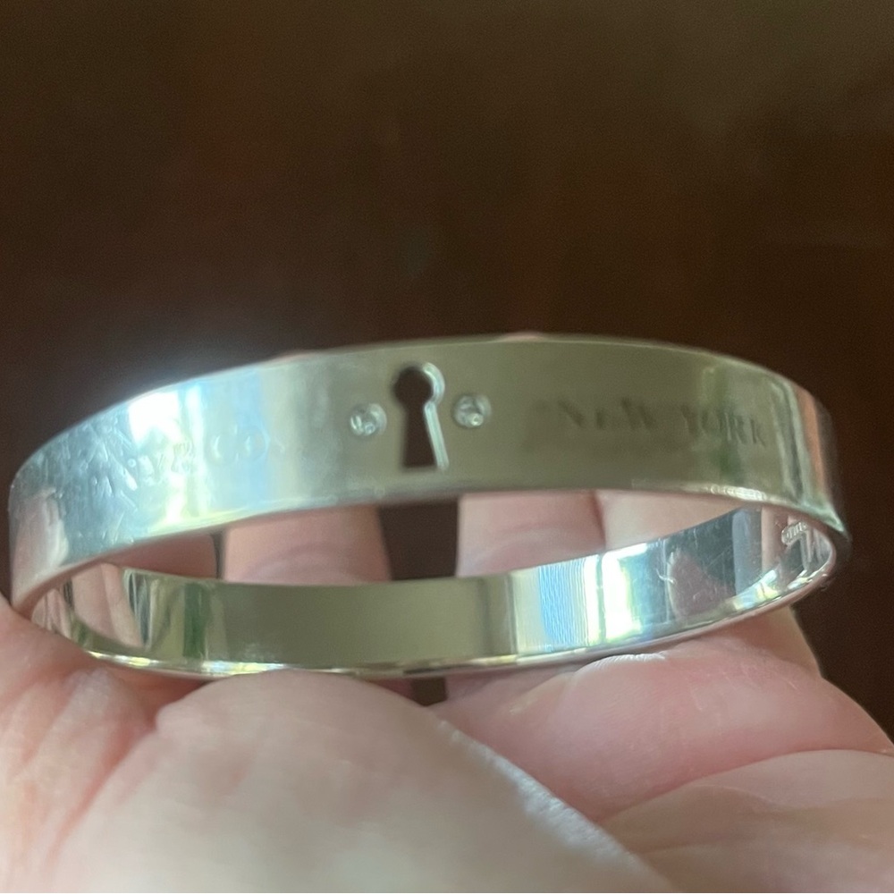 Tiffany & Co. Diamond Locks Keyhole Bangle Sterling Silver 0.02 CTW - Picture 3 of 8
